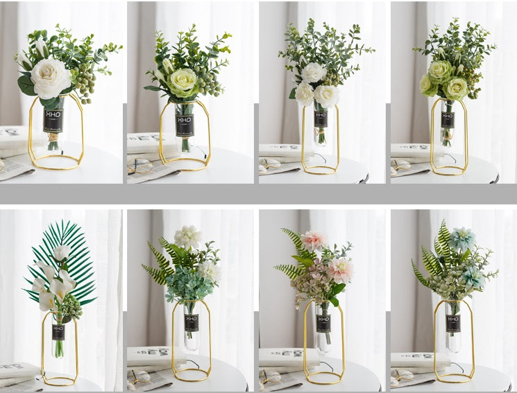Morden Charm Series - Artificial Silk Rose Bouquet Arrangement For Living Room And Indoor Decoration