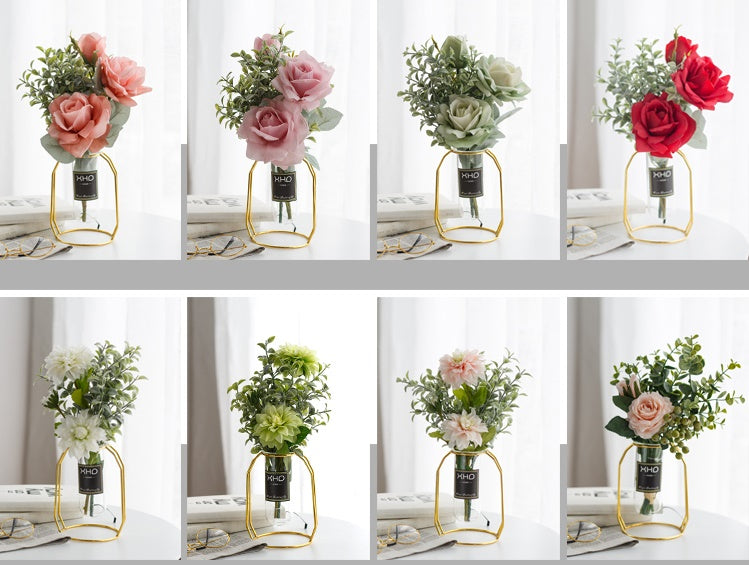 Morden Charm Series - Artificial Silk Rose Bouquet Arrangement For Living Room And Indoor Decoration