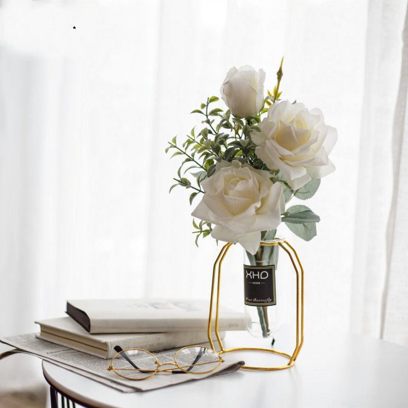 Morden Charm Series - Artificial Silk Rose Bouquet Arrangement For Living Room And Indoor Decoration
