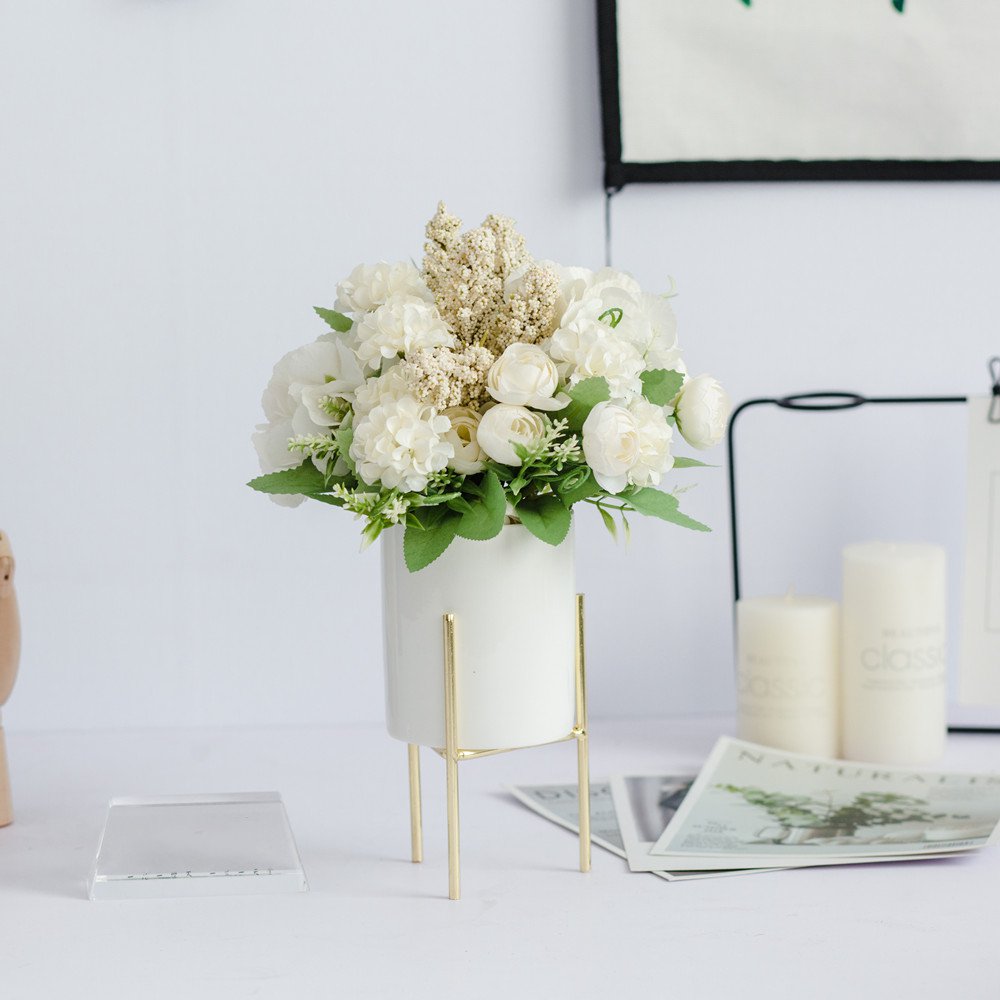 Stand Arte Series - Artificial Silk Flowers Bouquet Arrangement For Living Room Indoor Decoration And Wedding
