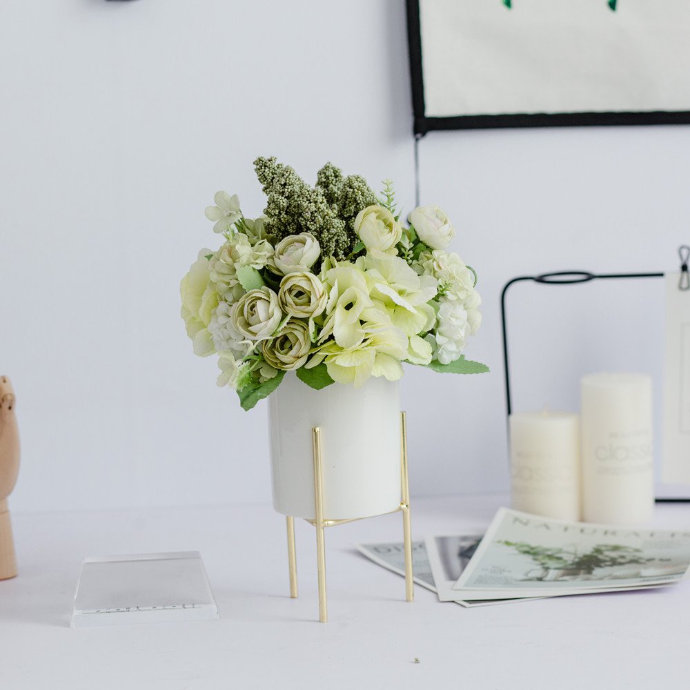 Stand Arte Series - Artificial Silk Flowers Bouquet Arrangement For Living Room Indoor Decoration And Wedding