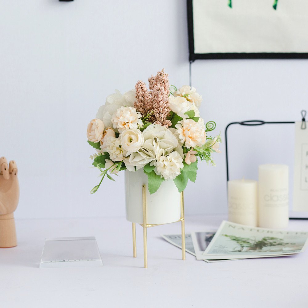Stand Arte Series - Artificial Silk Flowers Bouquet Arrangement For Living Room Indoor Decoration And Wedding