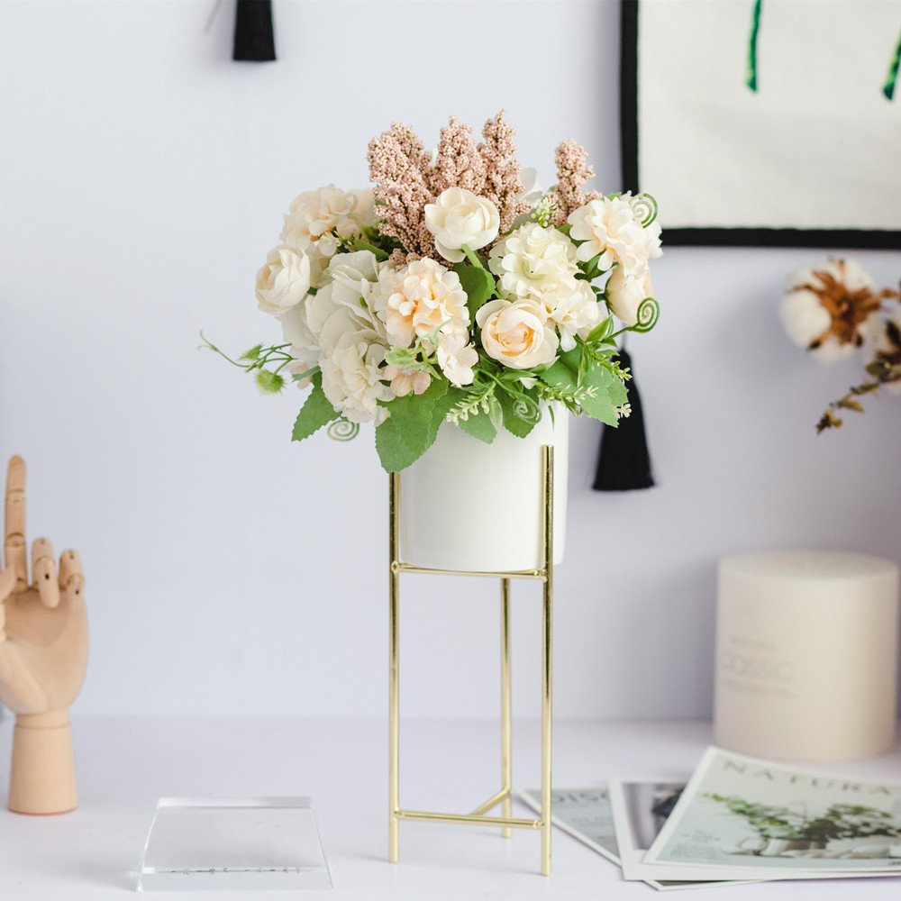 Stand Arte Series - Artificial Silk Flowers Bouquet Arrangement For Living Room Indoor Decoration And Wedding