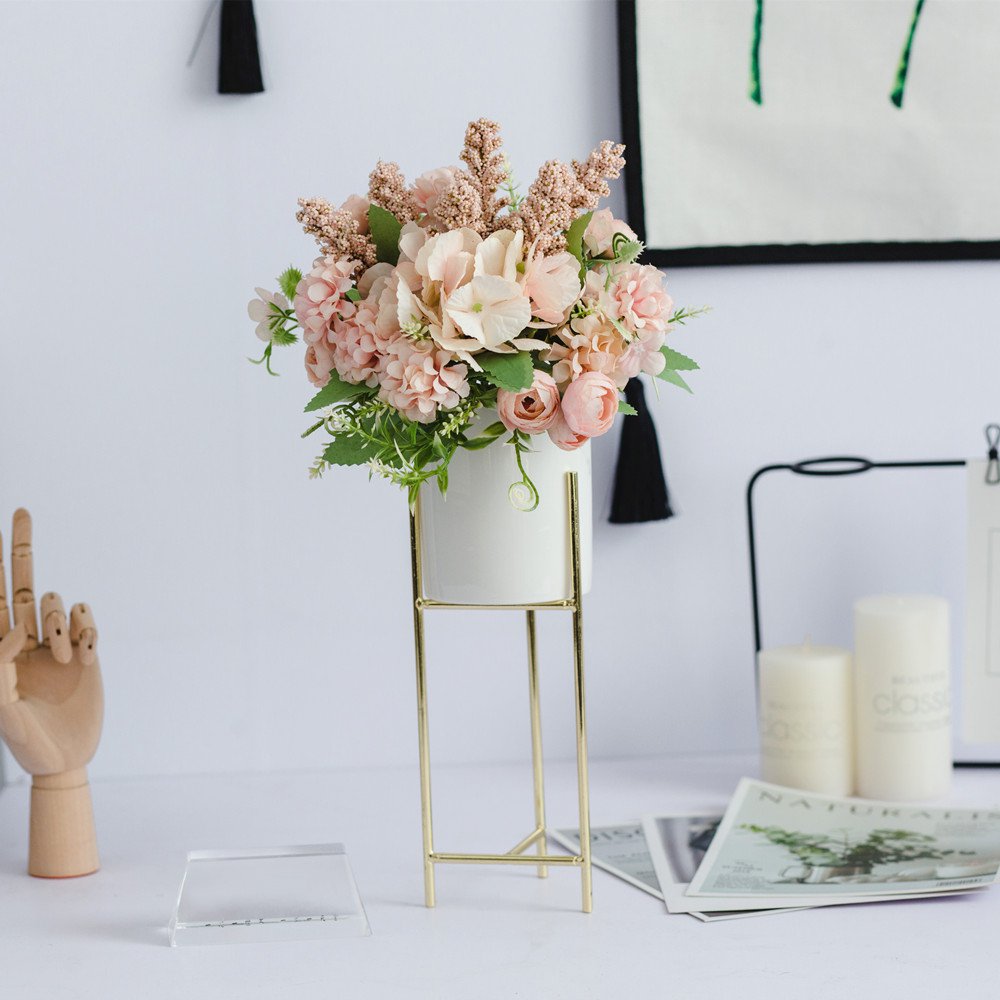 Stand Arte Series - Artificial Silk Flowers Bouquet Arrangement For Living Room Indoor Decoration And Wedding