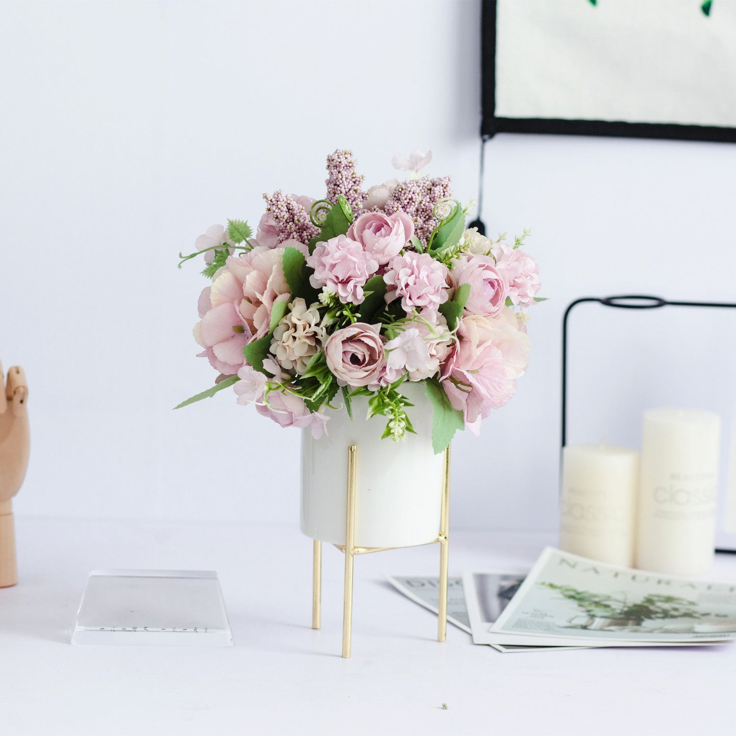Stand Arte Series - Artificial Silk Flowers Bouquet Arrangement For Living Room Indoor Decoration And Wedding