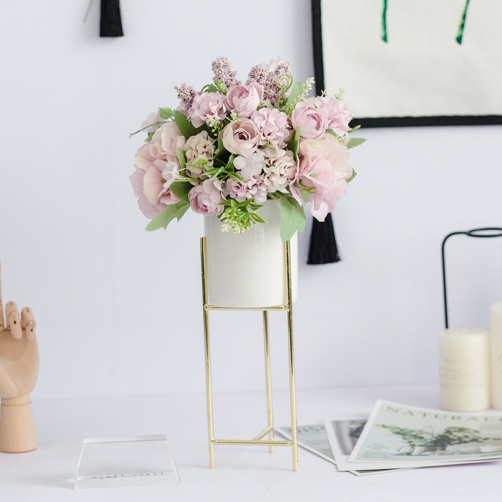 Stand Arte Series - Artificial Silk Flowers Bouquet Arrangement For Living Room Indoor Decoration And Wedding