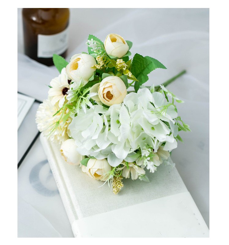 Artificial Silk Flowers Rose Bud Bouquet Arrangement For Living Room Indoor Decoration And Wedding