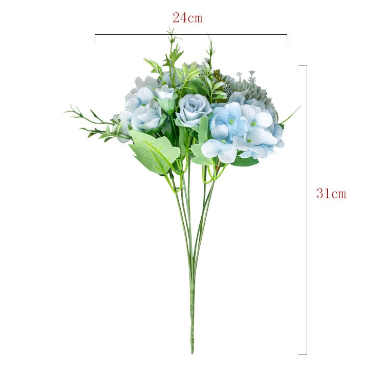 Artificial Silk Flowers Rose Bud Bouquet Arrangement For Living Room Indoor Decoration And Wedding
