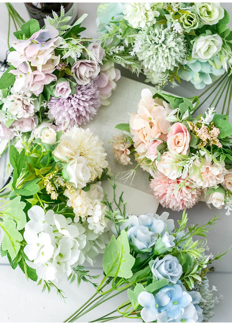 Artificial Silk Flowers Rose Bouquet Arrangement For Living Room Indoor Decoration And Wedding