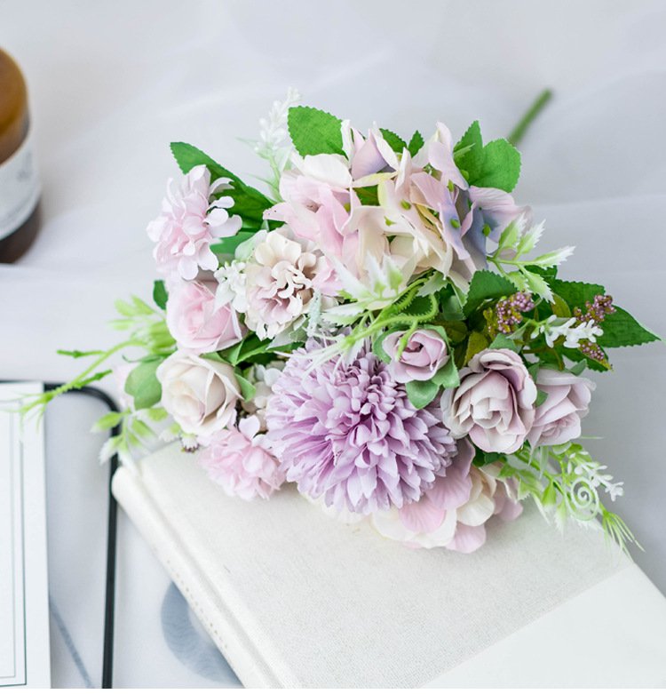 Artificial Silk Flowers Rose Bouquet Arrangement For Living Room Indoor Decoration And Wedding