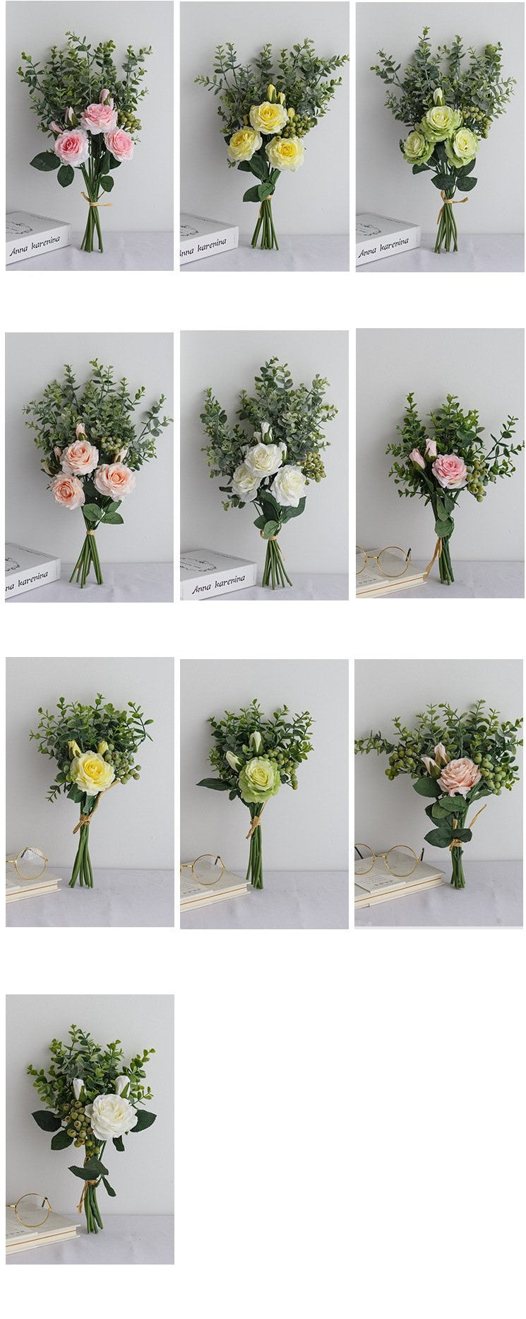 Rose Envy Series - Artificial Silk Rose Bouquet Arrangement For Living Room Indoor Decoration And Wedding