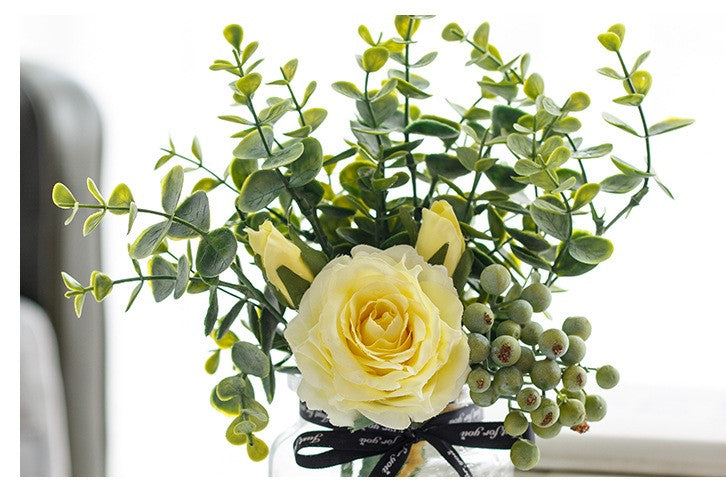 Rose Envy Series - Artificial Silk Rose Bouquet Arrangement For Living Room Indoor Decoration And Wedding