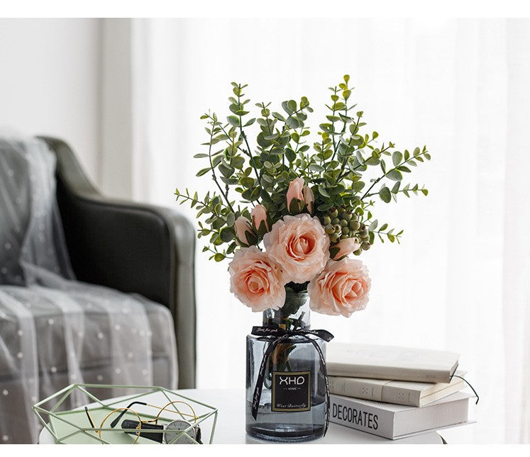 Rose Envy Series - Artificial Silk Rose Bouquet Arrangement For Living Room Indoor Decoration And Wedding