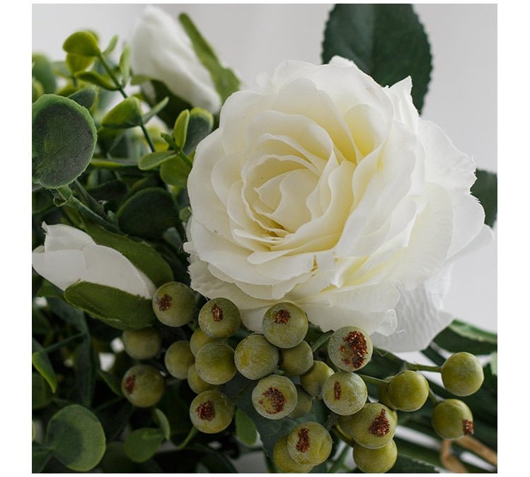 Rose Envy Series - Artificial Silk Rose Bouquet Arrangement For Living Room Indoor Decoration And Wedding