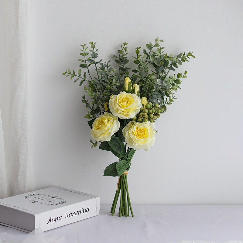 Rose Envy Series - Artificial Silk Rose Bouquet Arrangement For Living Room Indoor Decoration And Wedding