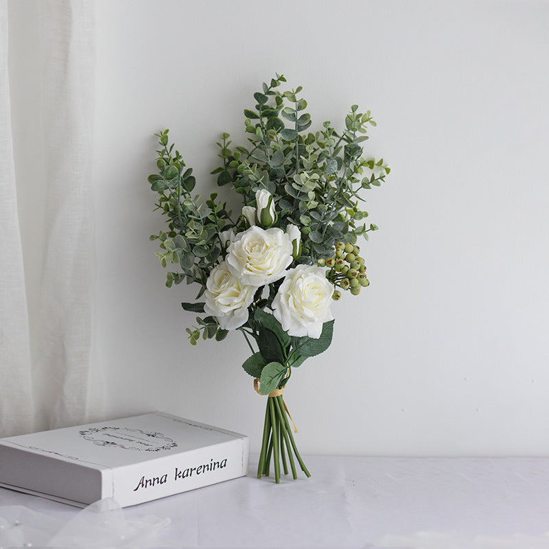 Rose Envy Series - Artificial Silk Rose Bouquet Arrangement For Living Room Indoor Decoration And Wedding