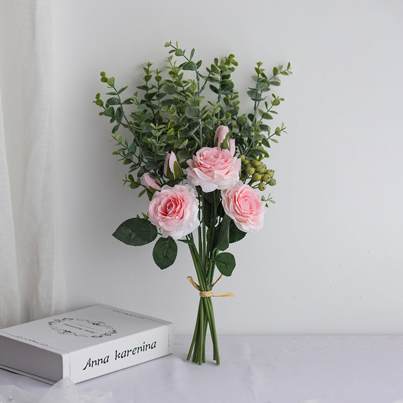 Rose Envy Series - Artificial Silk Rose Bouquet Arrangement For Living Room Indoor Decoration And Wedding