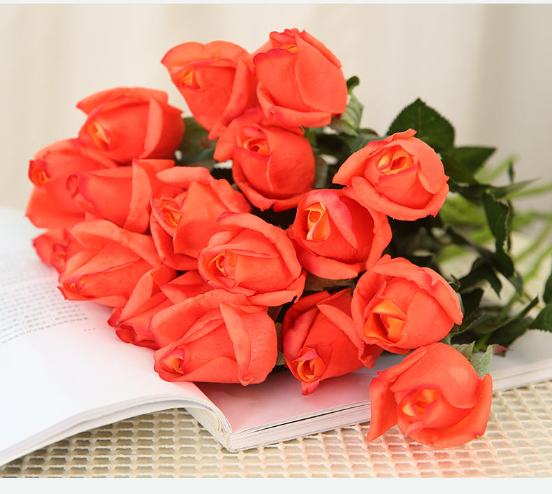 Real Touch Artificial Rose Bud For Living Room Indoor Decoration And Wedding