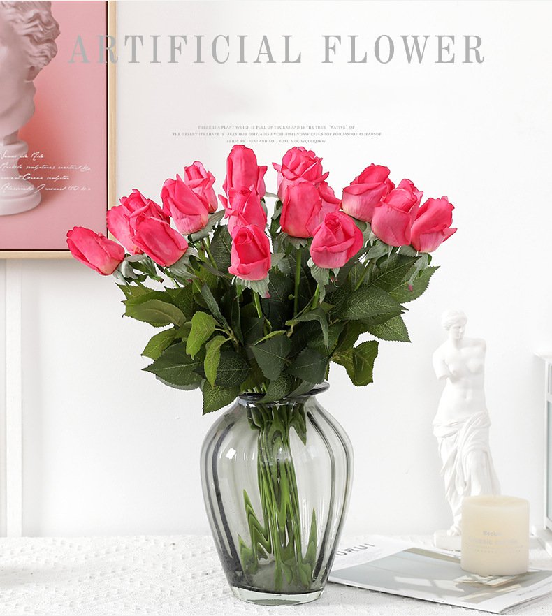 Real Touch Artificial Rose Bud For Living Room Indoor Decoration And Wedding