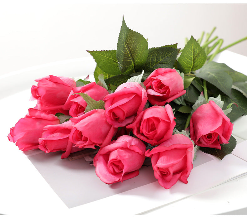 Real Touch Artificial Rose Bud For Living Room Indoor Decoration And Wedding