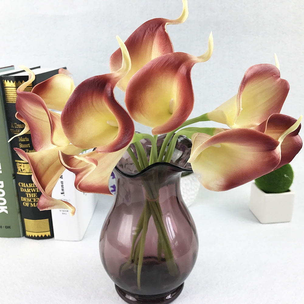 Real Touch Artificial Calla Lily Bridal For Living Room Indoor Decoration Wedding Bouquet Head Real Touch Flower Bouquets