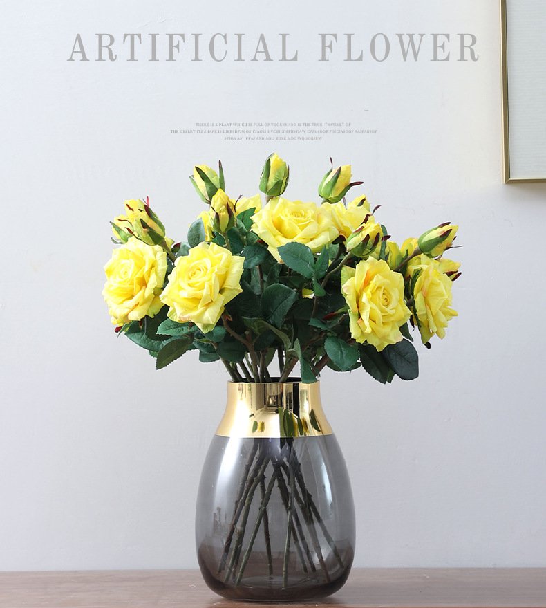 Real Touch Artificial 2 Heads Rose For Living Room Indoor Decoration And Wedding