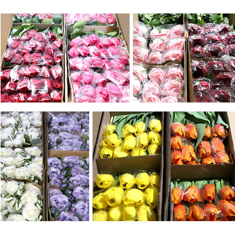 Real Touch Artificial 2 Heads Rose For Living Room Indoor Decoration And Wedding