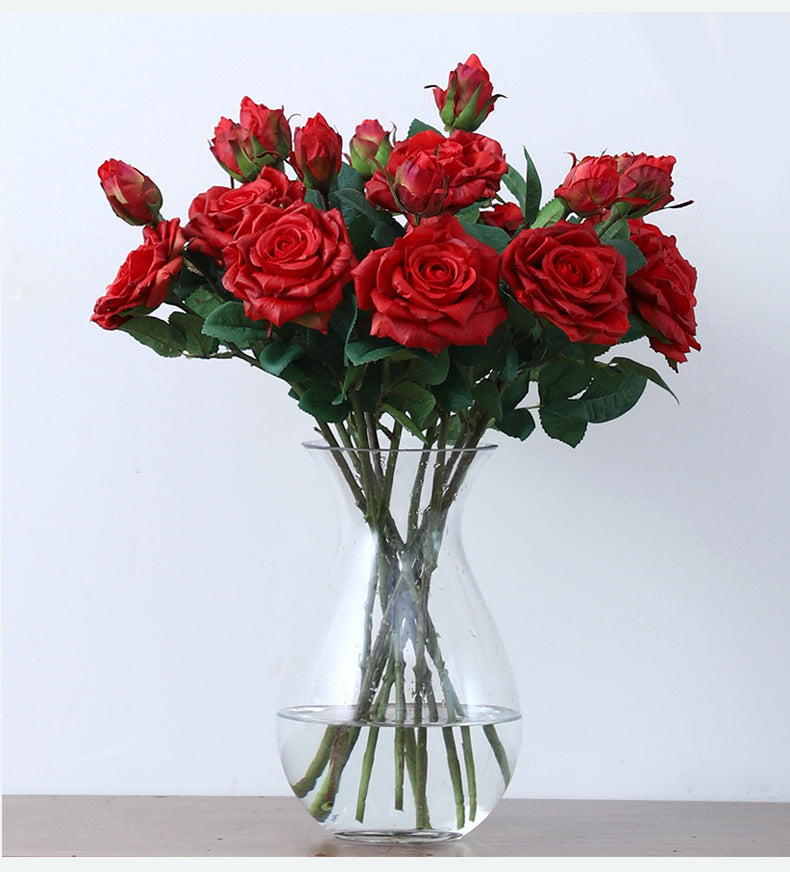 Real Touch Artificial 2 Heads Rose For Living Room Indoor Decoration And Wedding