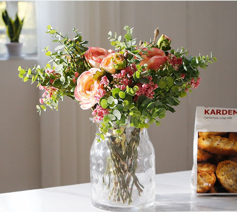 Rome Star Series - Artificial Silk Gypsophila Rose Bouquet Arrangement For Living Room Indoor Decoration And Wedding
