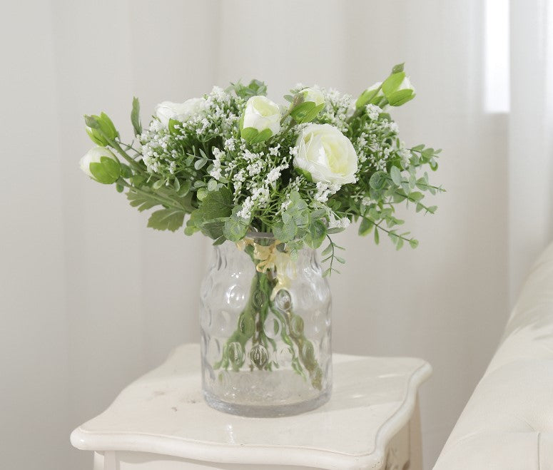 Rome Star Series - Artificial Silk Gypsophila Rose Bouquet Arrangement For Living Room Indoor Decoration And Wedding