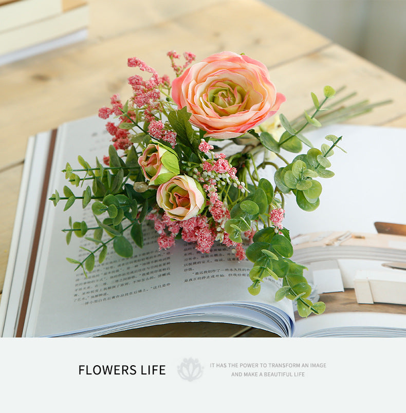 Rome Star Series - Artificial Silk Gypsophila Rose Bouquet Arrangement For Living Room Indoor Decoration And Wedding