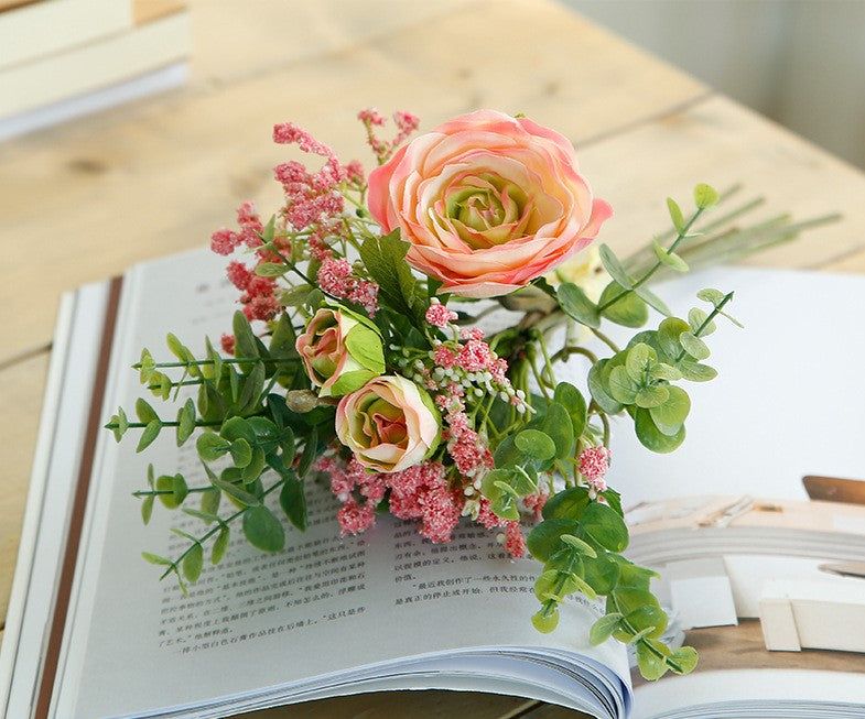 Rome Star Series - Artificial Silk Gypsophila Rose Bouquet Arrangement For Living Room Indoor Decoration And Wedding