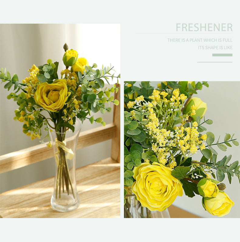 Rome Star Series - Artificial Silk Gypsophila Rose Bouquet Arrangement For Living Room Indoor Decoration And Wedding