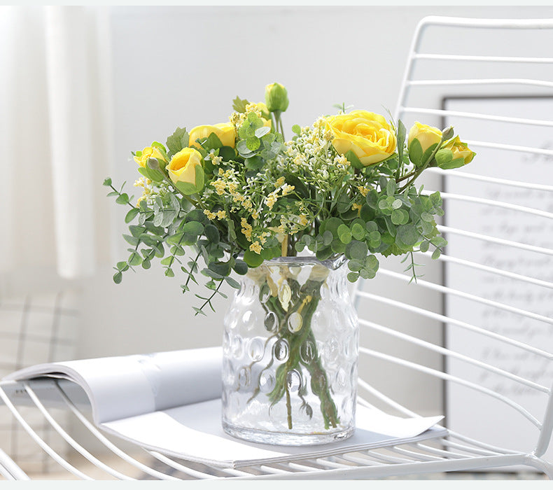 Rome Star Series - Artificial Silk Gypsophila Rose Bouquet Arrangement For Living Room Indoor Decoration And Wedding