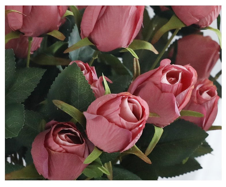 Artificial 9 Heads Retro Rose For Living Room Indoor Decoration And Wedding