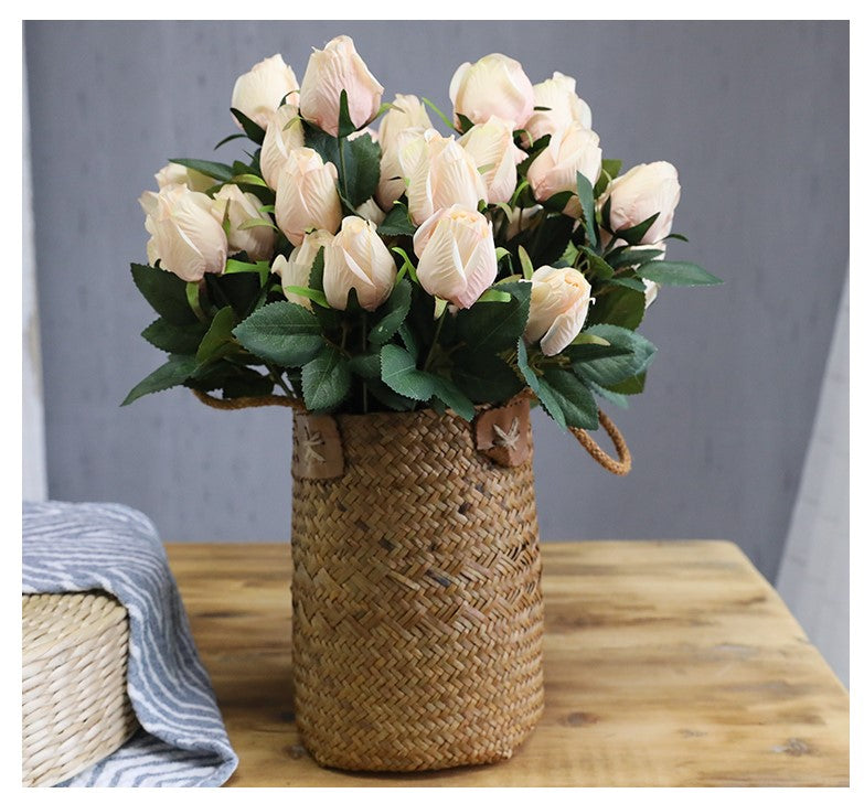 Artificial 9 Heads Retro Rose For Living Room Indoor Decoration And Wedding
