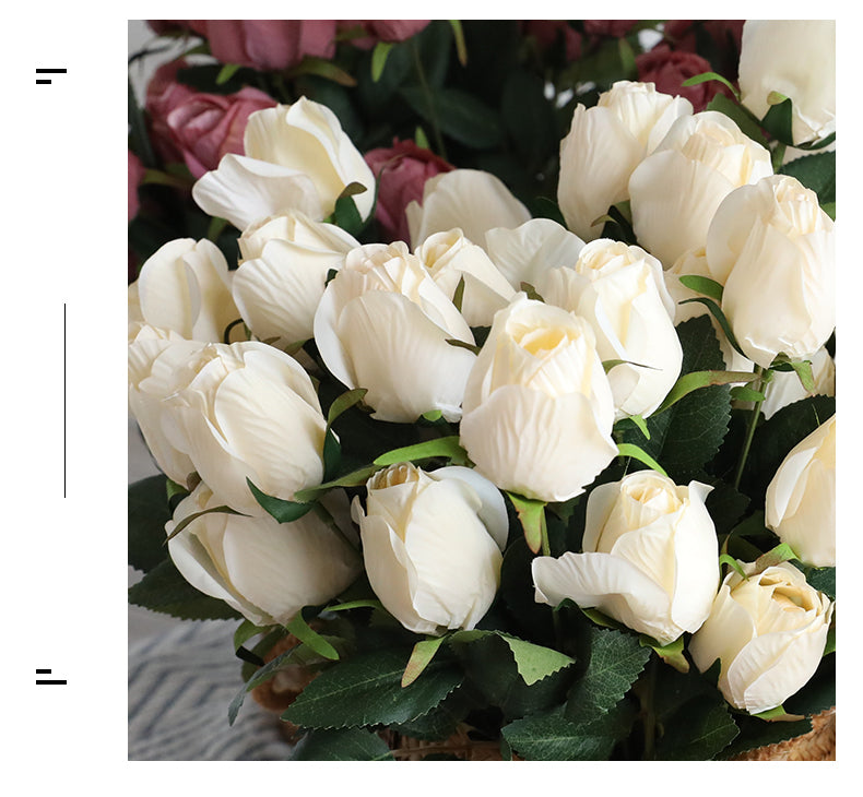 Artificial 9 Heads Retro Rose For Living Room Indoor Decoration And Wedding