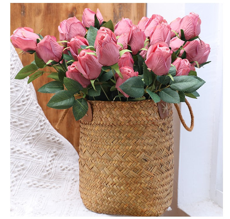 Artificial 9 Heads Retro Rose For Living Room Indoor Decoration And Wedding