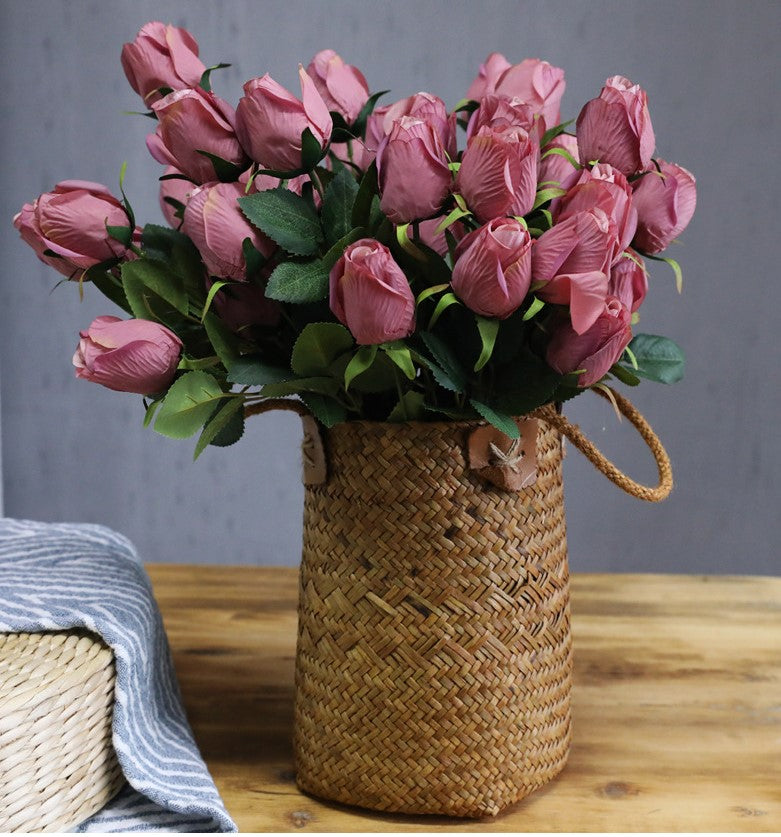 Artificial 9 Heads Retro Rose For Living Room Indoor Decoration And Wedding