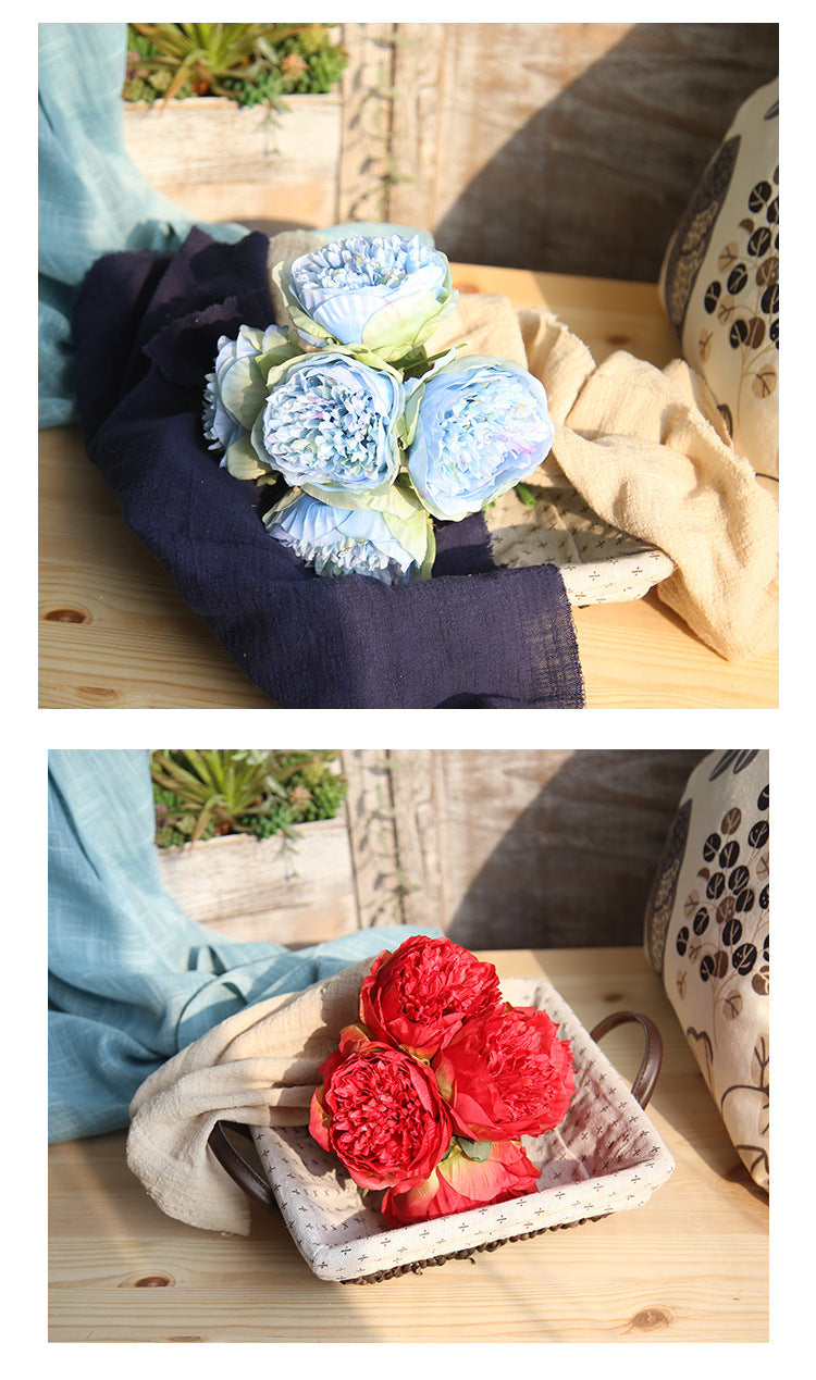 Artificial 5 Heads Peony For Living Room Indoor Decoration And Wedding