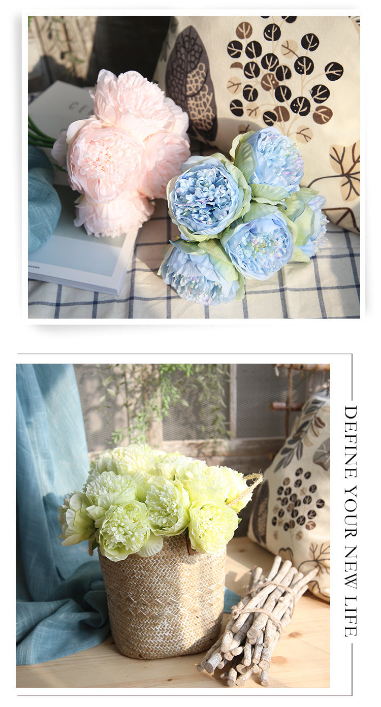 Artificial 5 Heads Peony For Living Room Indoor Decoration And Wedding