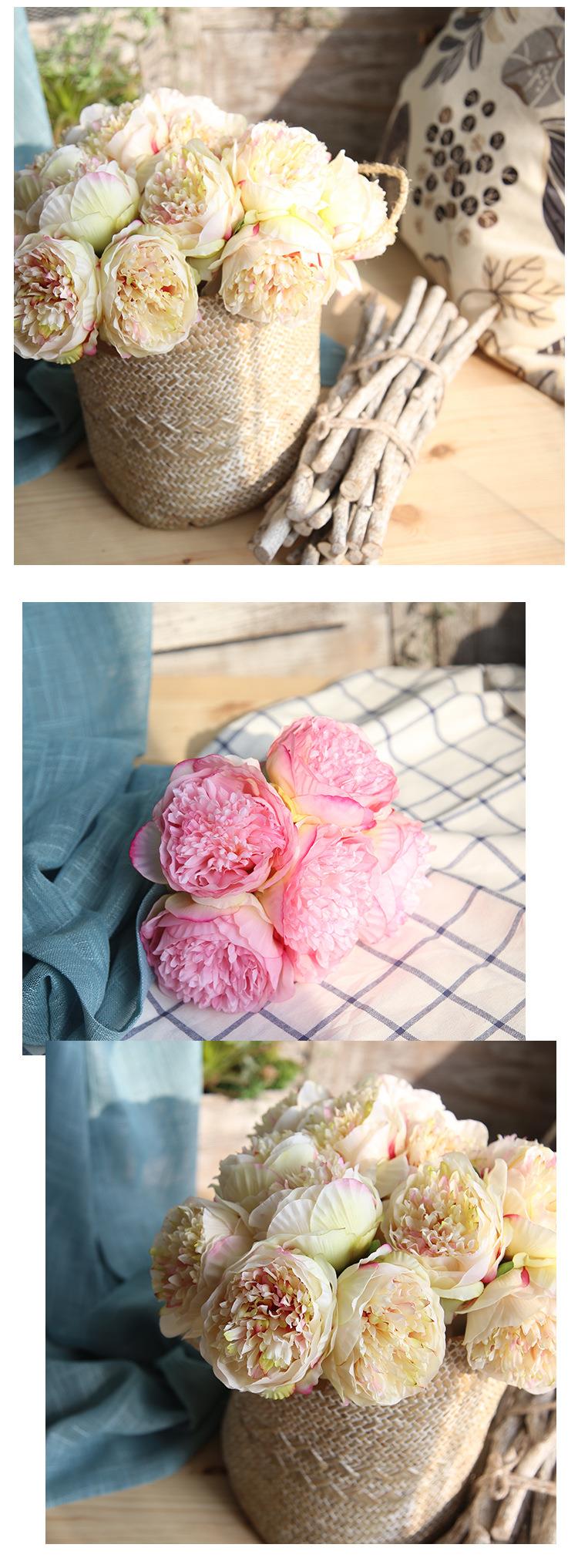 Artificial 5 Heads Peony For Living Room Indoor Decoration And Wedding