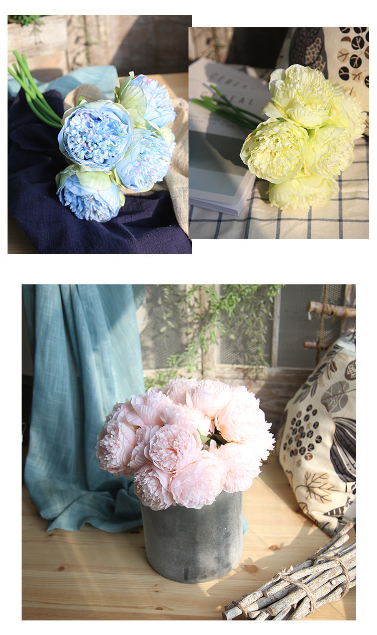Artificial 5 Heads Peony For Living Room Indoor Decoration And Wedding