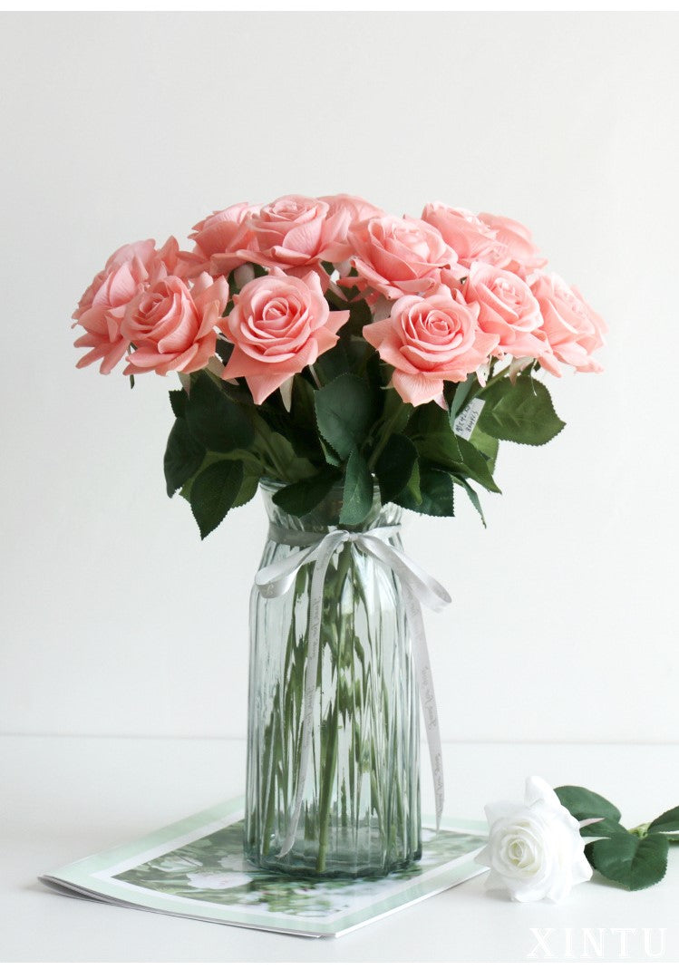 Real Touch Artificial Horn Rose For Living Room Indoor Decoration And Wedding