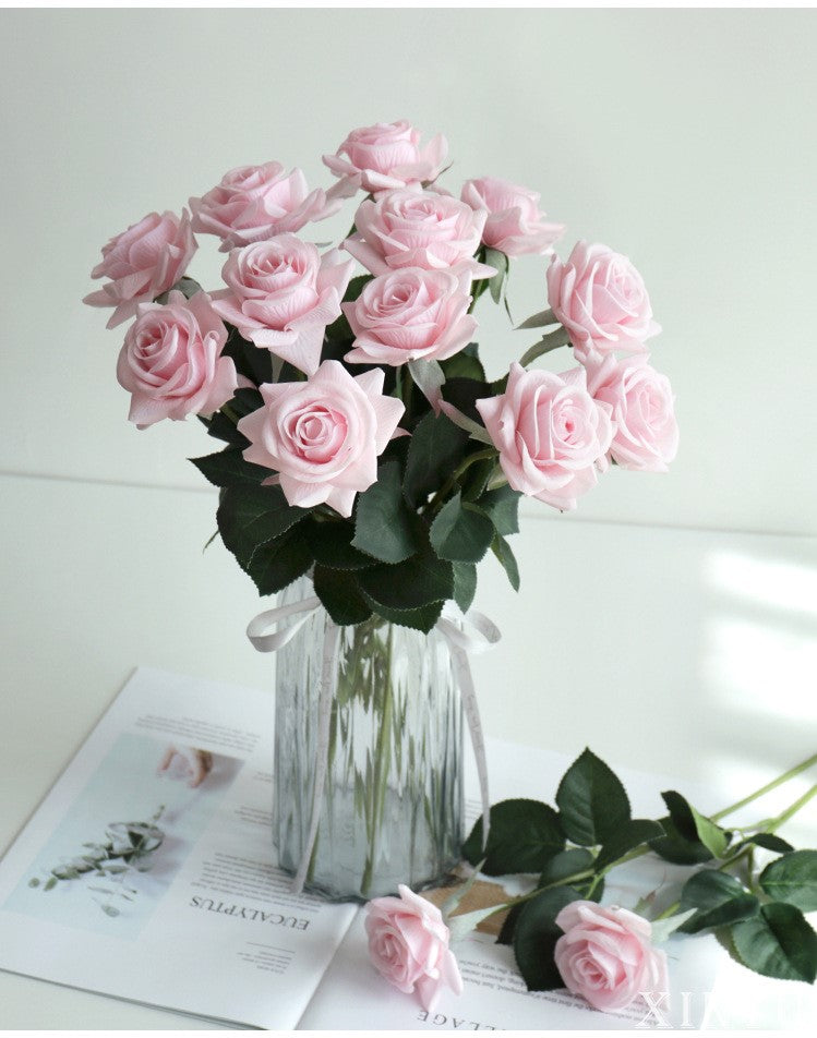 Real Touch Artificial Horn Rose For Living Room Indoor Decoration And Wedding