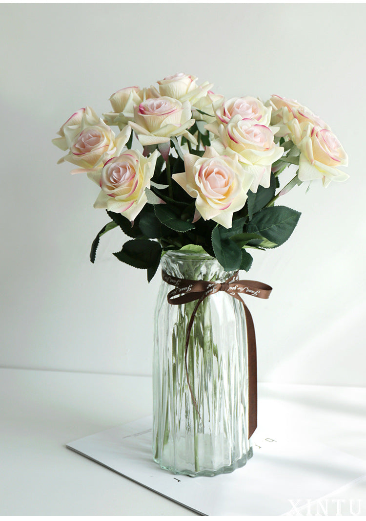 Real Touch Artificial Horn Rose For Living Room Indoor Decoration And Wedding