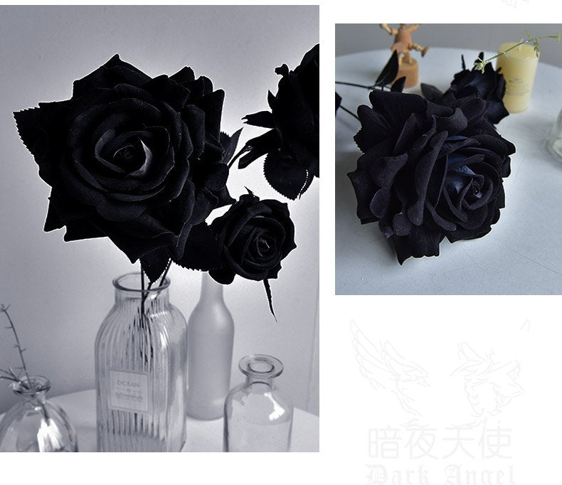 Gothic Artificial Rose - Black White Red Rose for Photography Gift and Home Decoration
