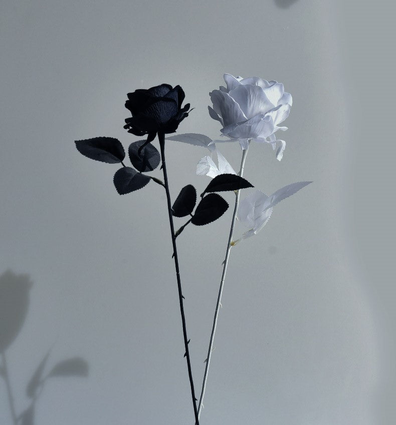 Gothic Artificial Rose - Black White Red Rose for Photography Gift and Home Decoration