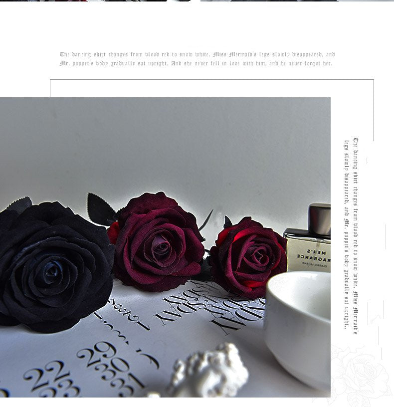 Gothic Artificial Rose - Black White Red Rose for Photography Gift and Home Decoration