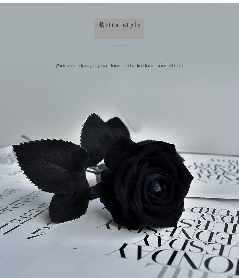 Gothic Artificial Rose - Black White Red Rose for Photography Gift and Home Decoration